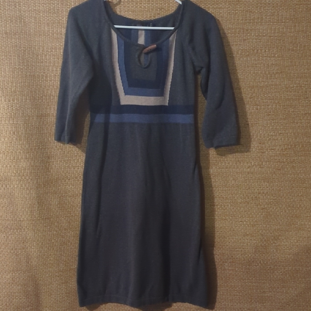 Prana Gray and Blue Long Sleeve Dress S